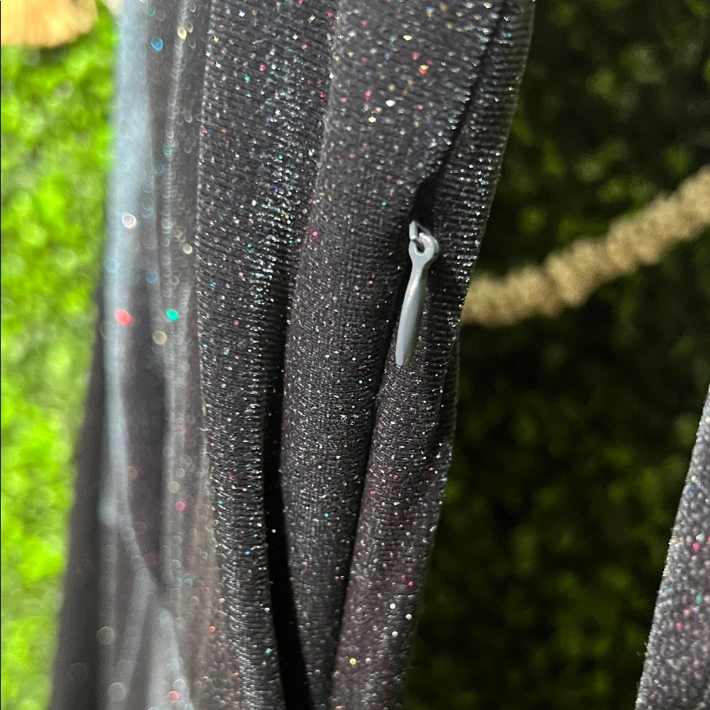 ZARA NEW SPARKLY SHOULDER PAD VELVET DRESS STRETCHY BLUE Small - Picture 13 of 13